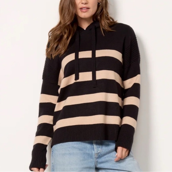 Evereve Black and Tan Striped Sweater - Picture 1 of 5